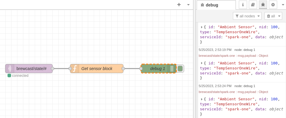 Function node output