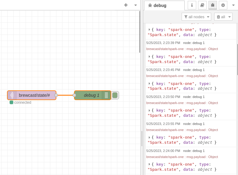 MQTT debug messages