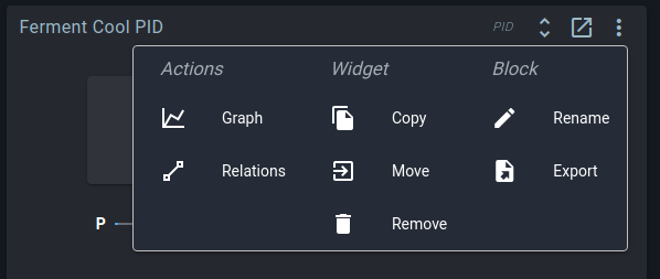 Widget actions